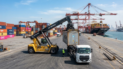 Container handled at the port for a wholesale rubber shipment